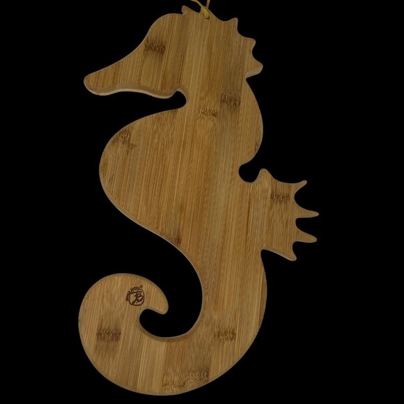 Seahorse-Shaped Bamboo Cutting Board Or Decorative Wall Piece With Hanging Loop - Picture 2 of 8